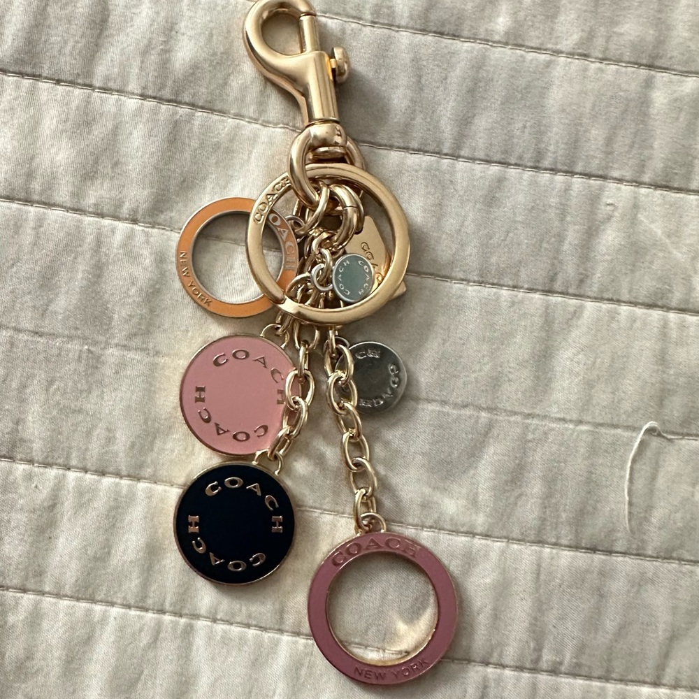❤️ Coach Gold and Pink Multi-Charm Key